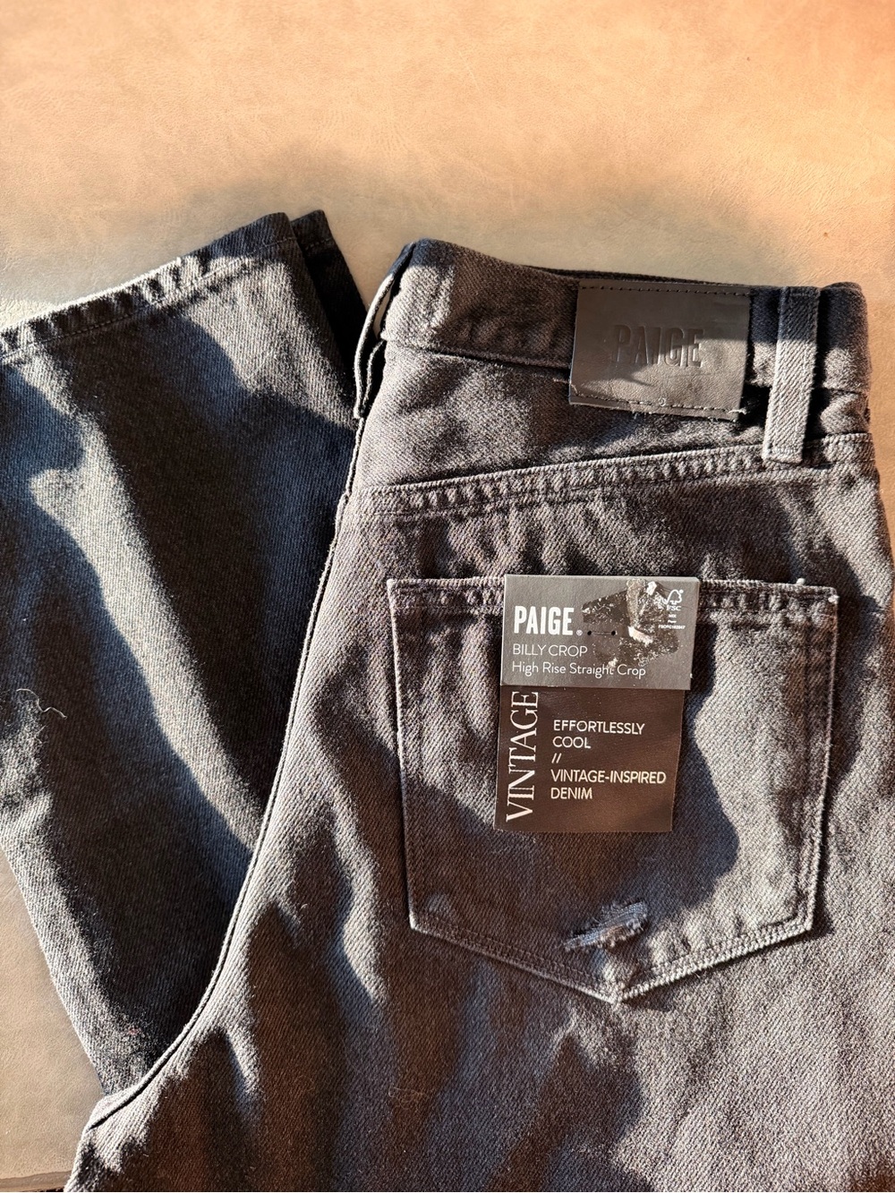 PAIGE Billy Crop High-Rise Straight Crop Jeans - Black 28